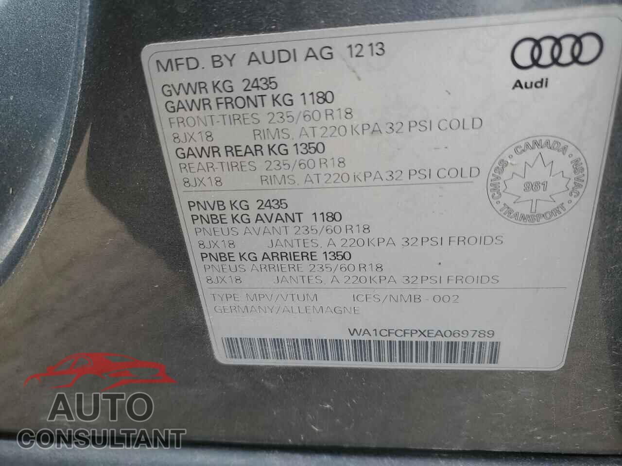 AUDI Q5 2014 - WA1CFCFPXEA069789
