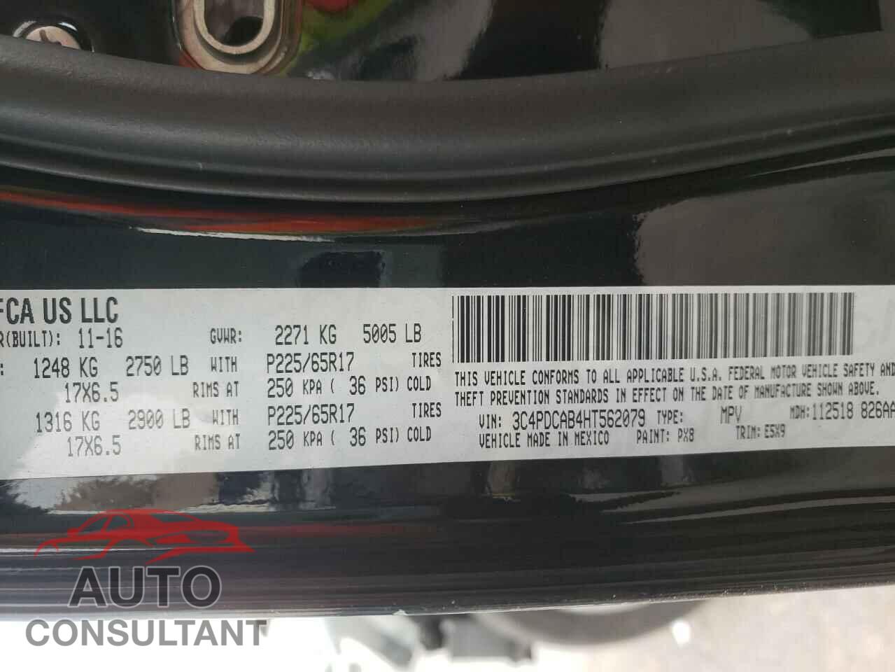 DODGE JOURNEY 2017 - 3C4PDCAB4HT562079