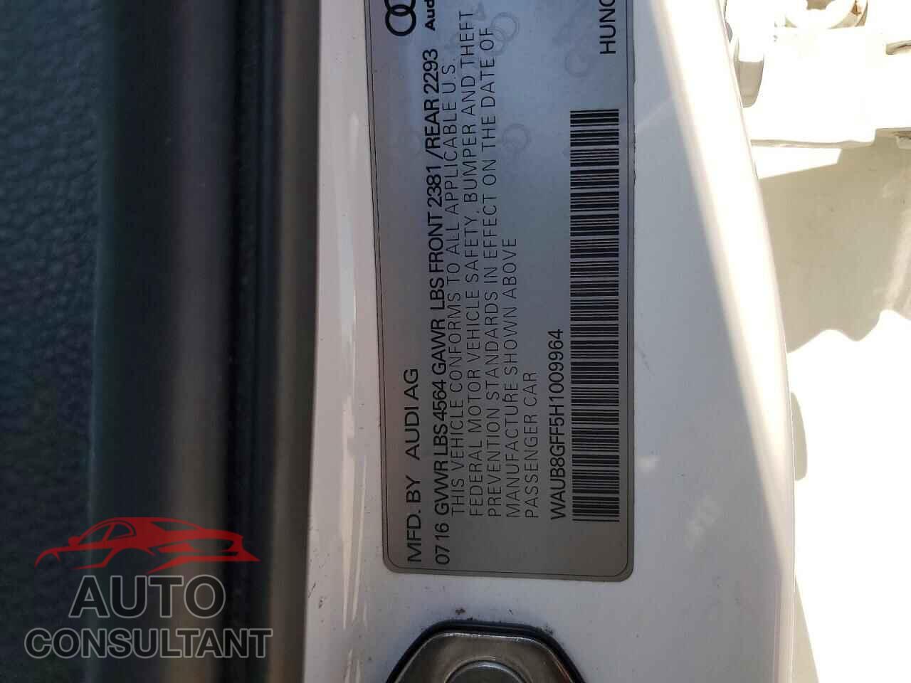 AUDI A3 2017 - WAUB8GFF5H1009964