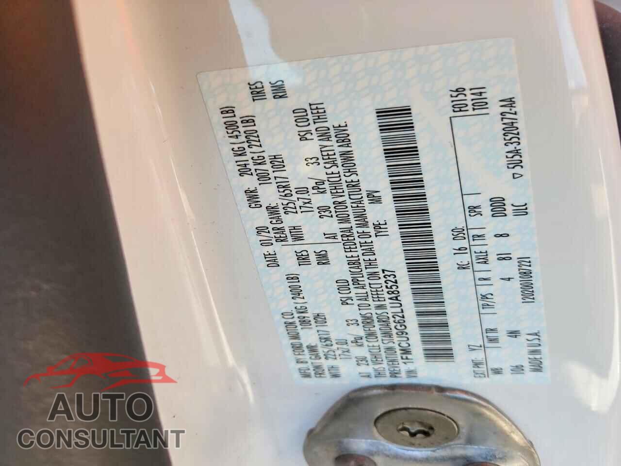 FORD ESCAPE 2020 - 1FMCU9G62LUA85237