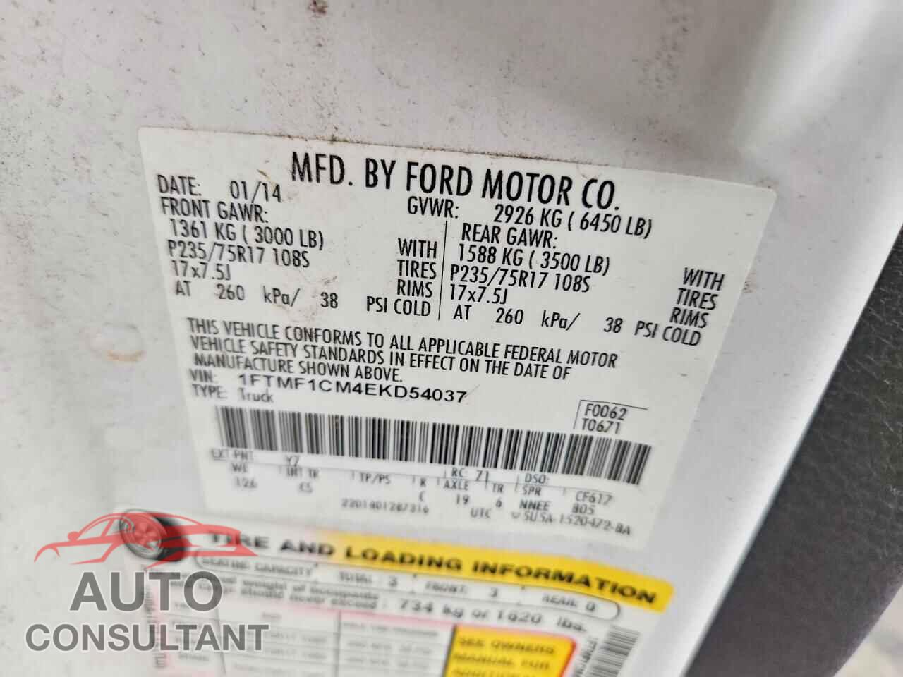 FORD F150 2014 - 1FTMF1CM4EKD54037