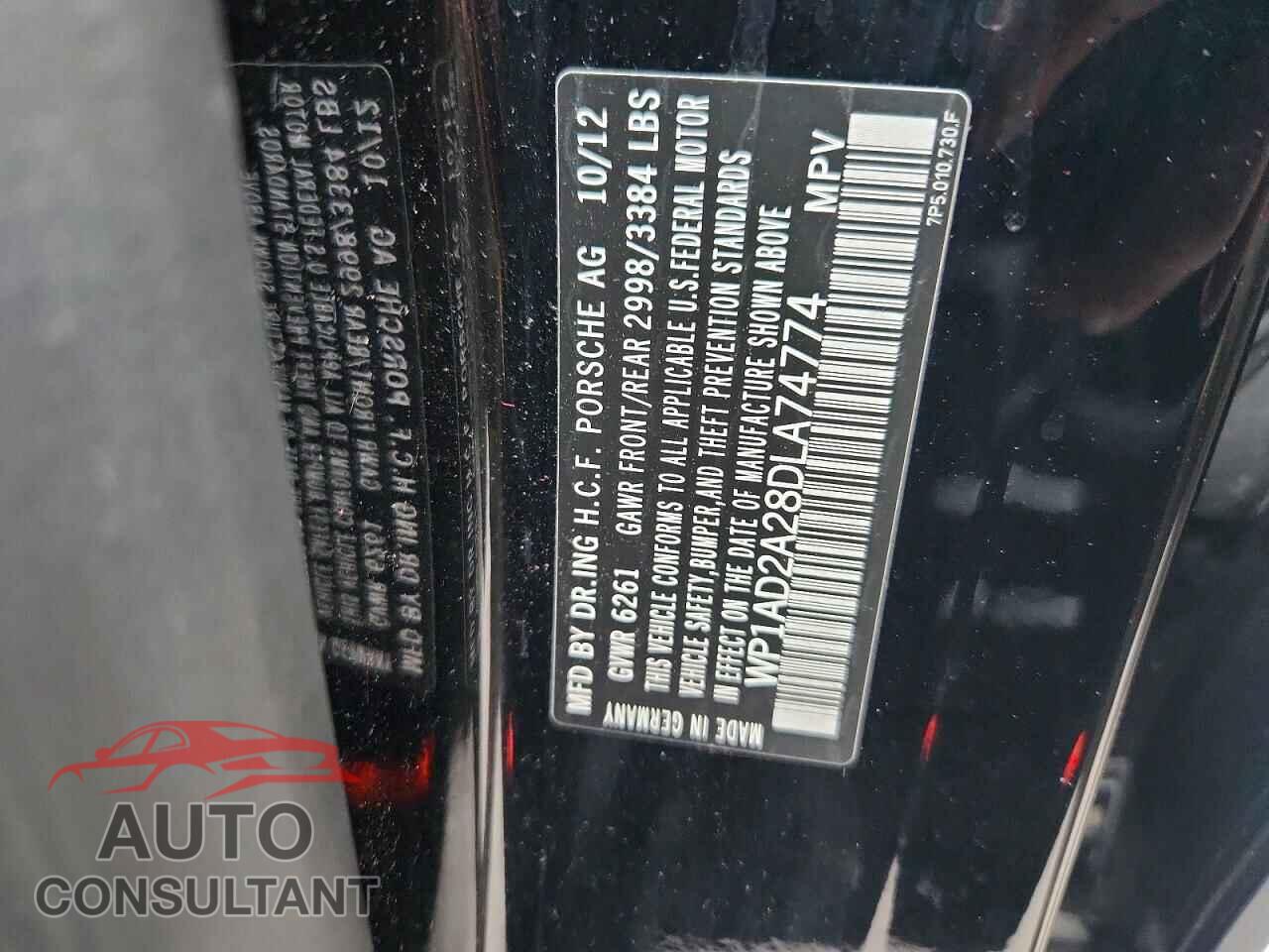 PORSCHE CAYENNE 2013 - WP1AD2A28DLA74774