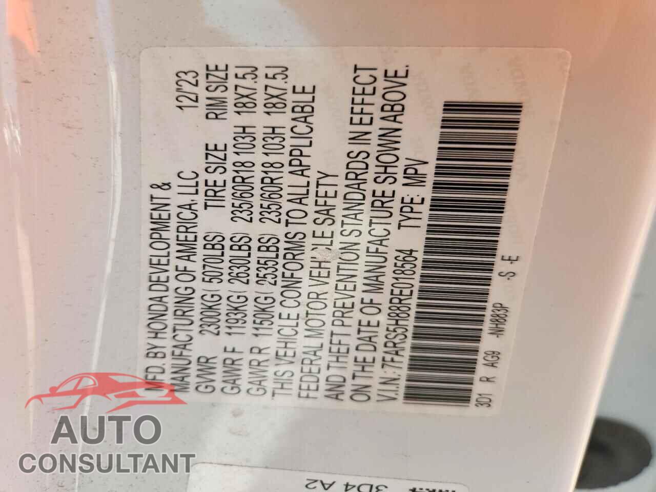 HONDA CRV 2024 - 7FARS5H88RE018564