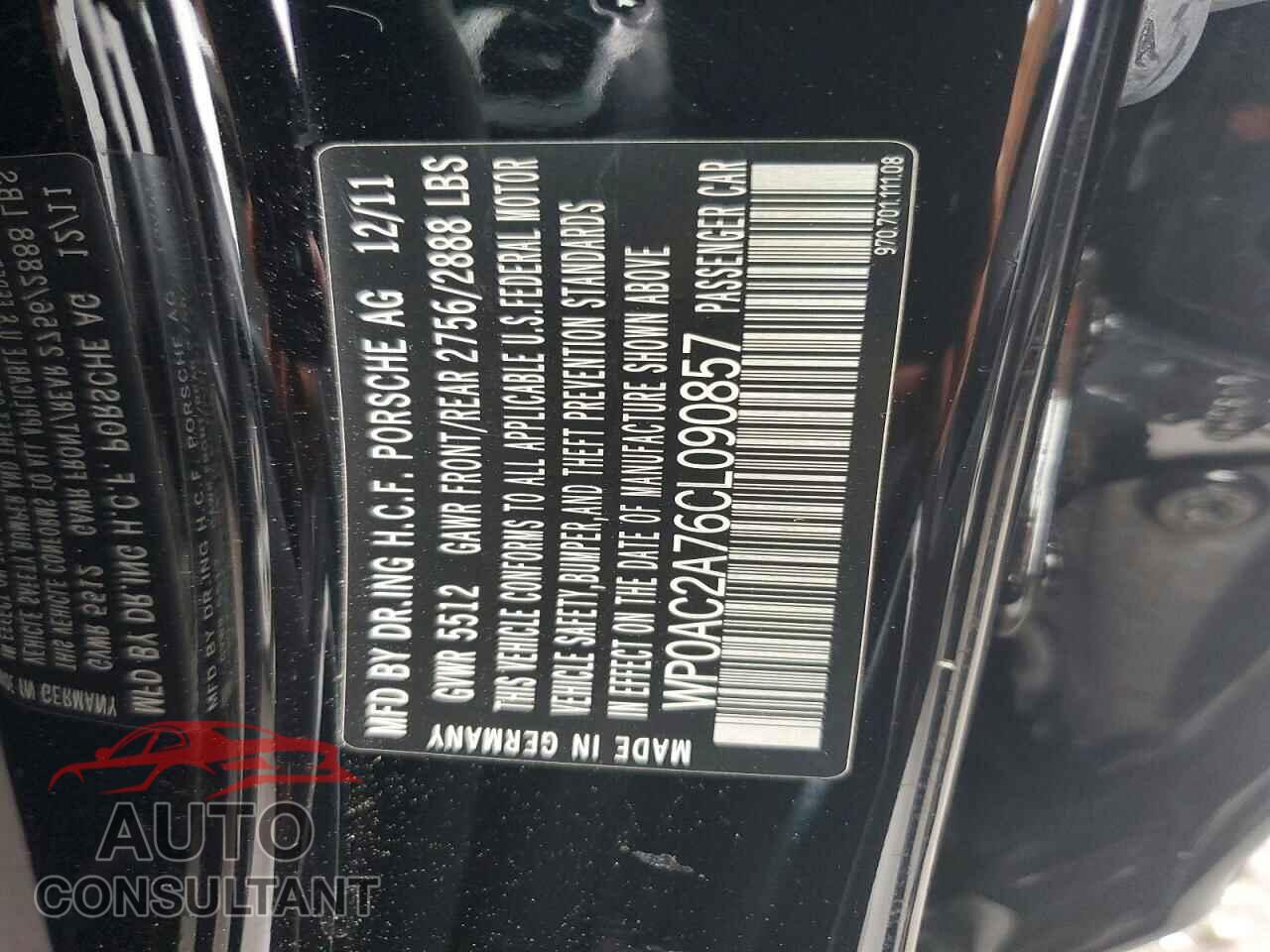 PORSCHE PANAMERA 2012 - WP0AC2A76CL090857