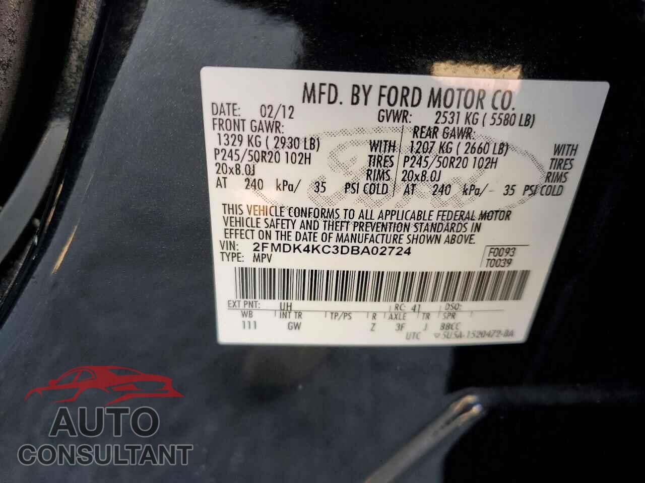 FORD EDGE 2013 - 2FMDK4KC3DBA02724