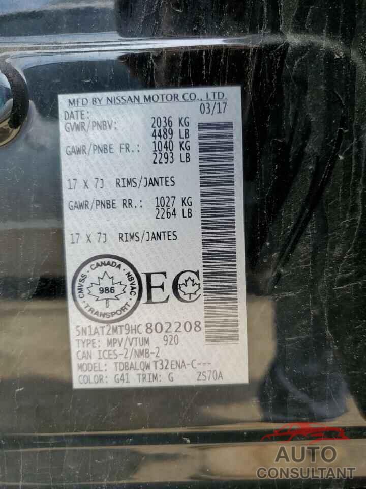NISSAN ROGUE 2017 - 5N1AT2MT9HC802208