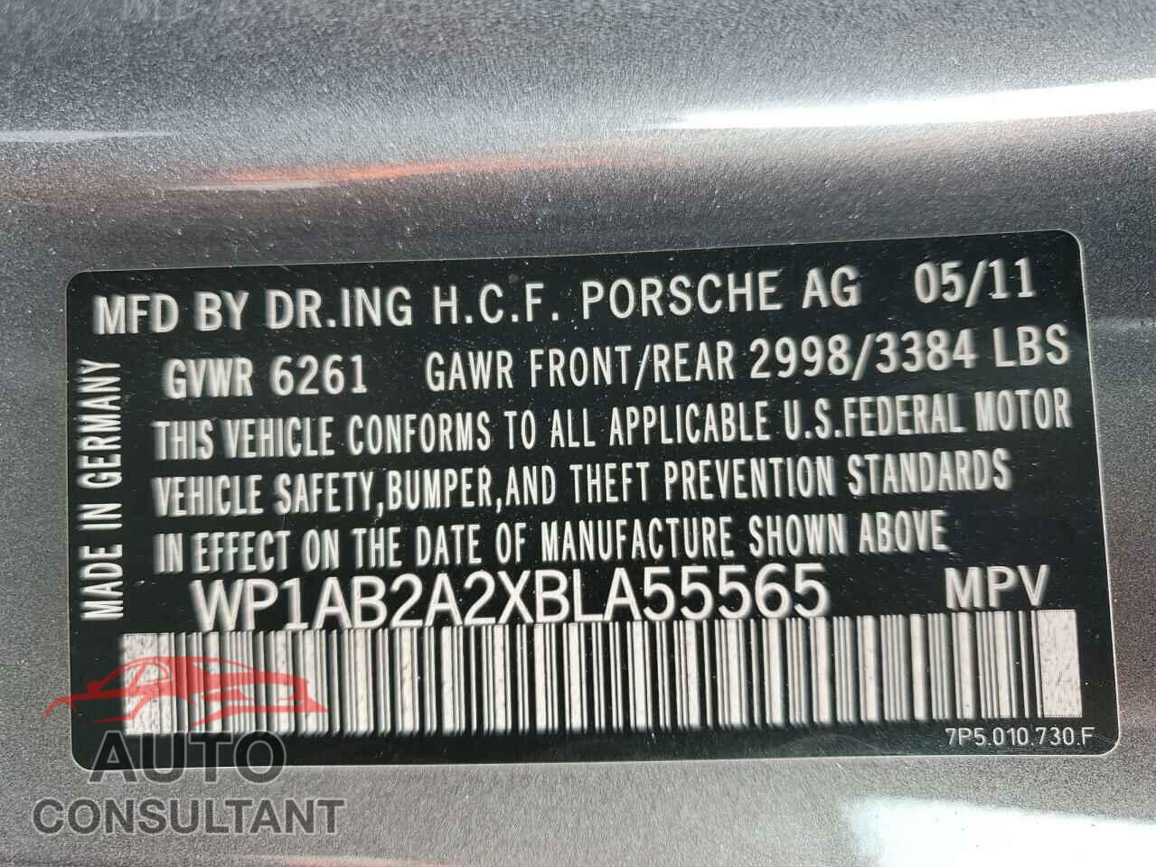 PORSCHE CAYENNE 2011 - WP1AB2A2XBLA55565