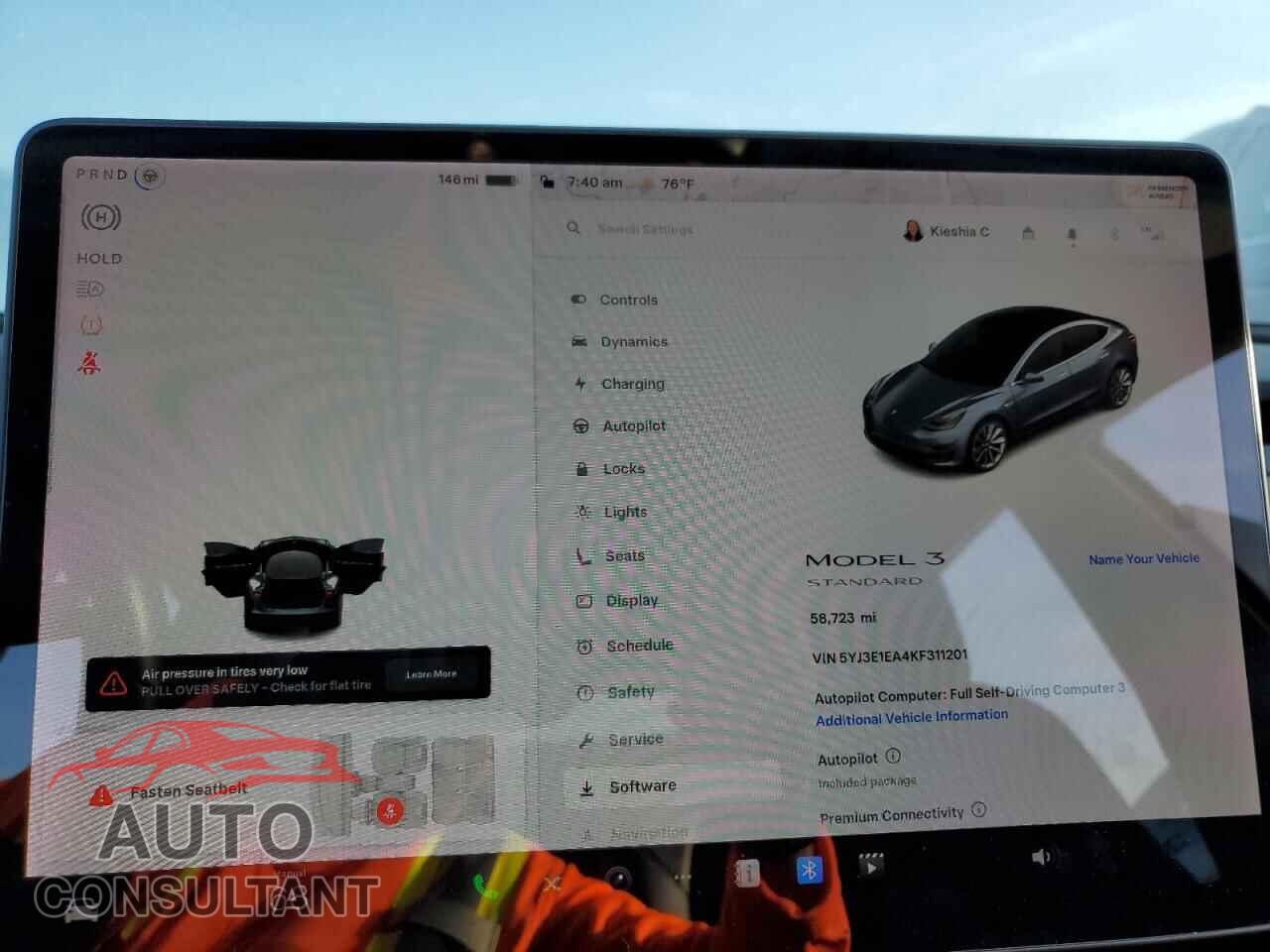 TESLA MODEL 3 2019 - 5YJ3E1EA4KF311201