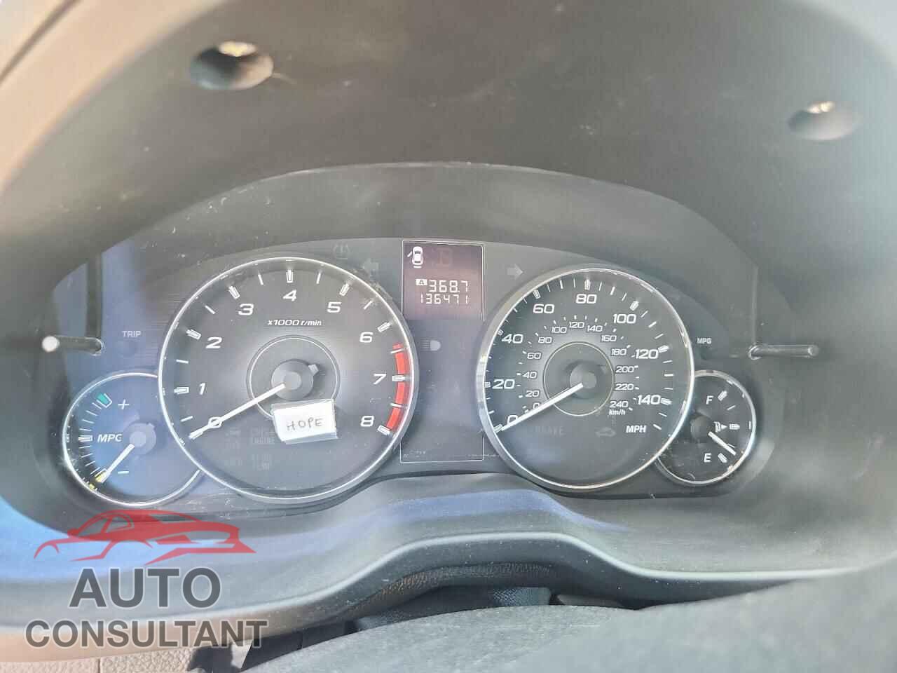 SUBARU OUTBACK 2012 - 4S4BRBCC1C3284947
