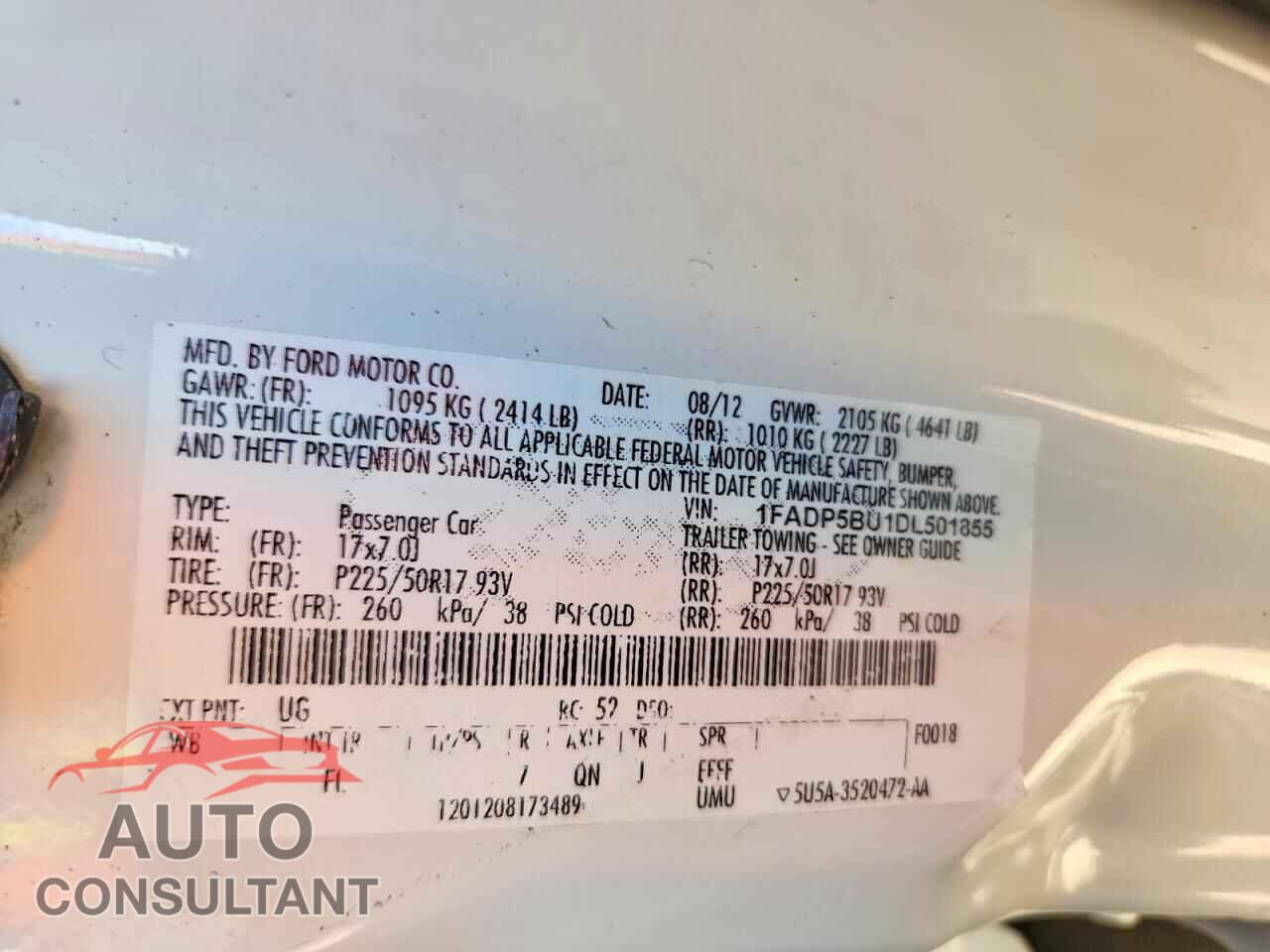 FORD CMAX 2013 - 1FADP5BU1DL501855