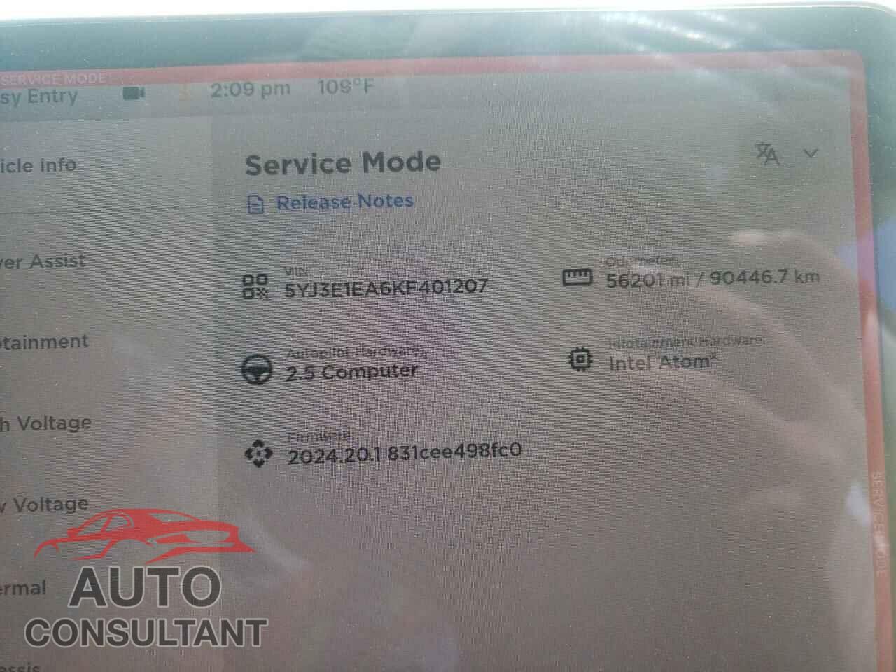 TESLA MODEL 3 2019 - 5YJ3E1EA6KF401207