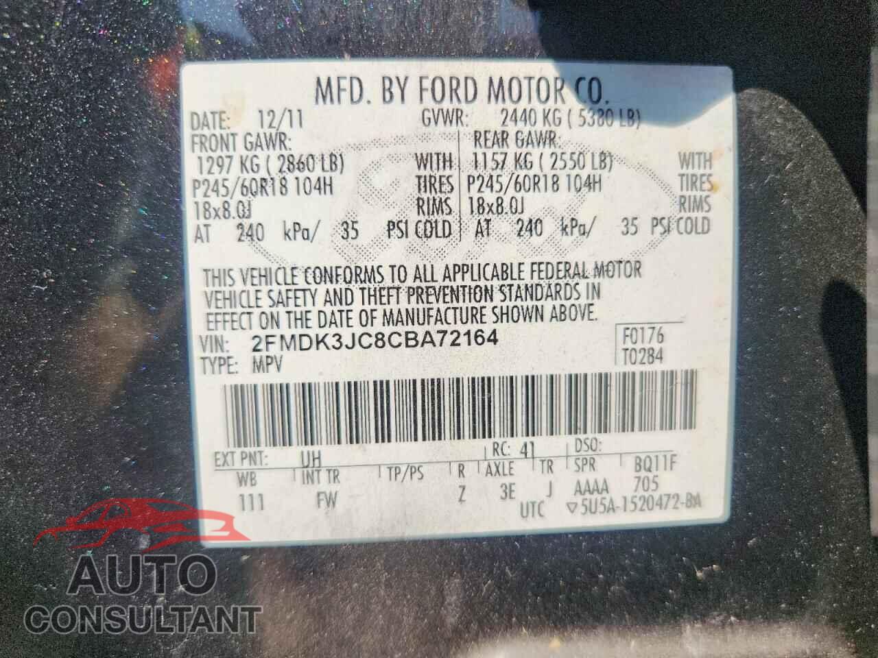 FORD EDGE 2012 - 2FMDK3JC8CBA72164