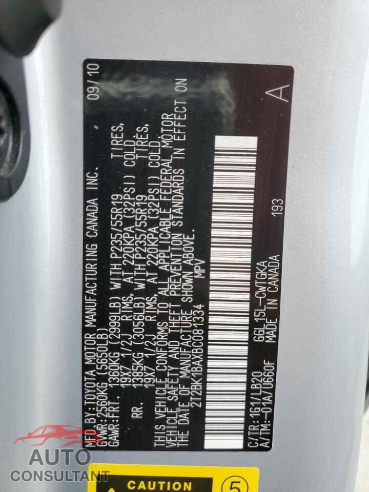 LEXUS RX350 2011 - 2T2BK1BAXBC081334