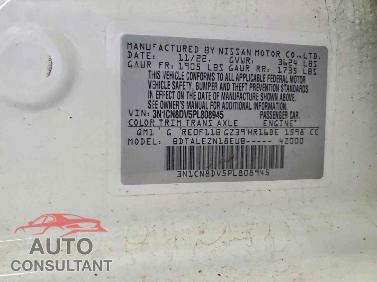 NISSAN VERSA 2023 - 3N1CN8DV5PL808945