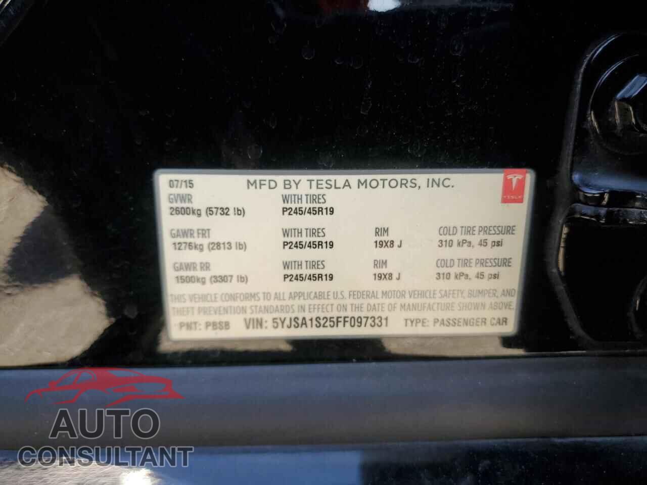 TESLA MODEL S 2015 - 5YJSA1S25FF097331
