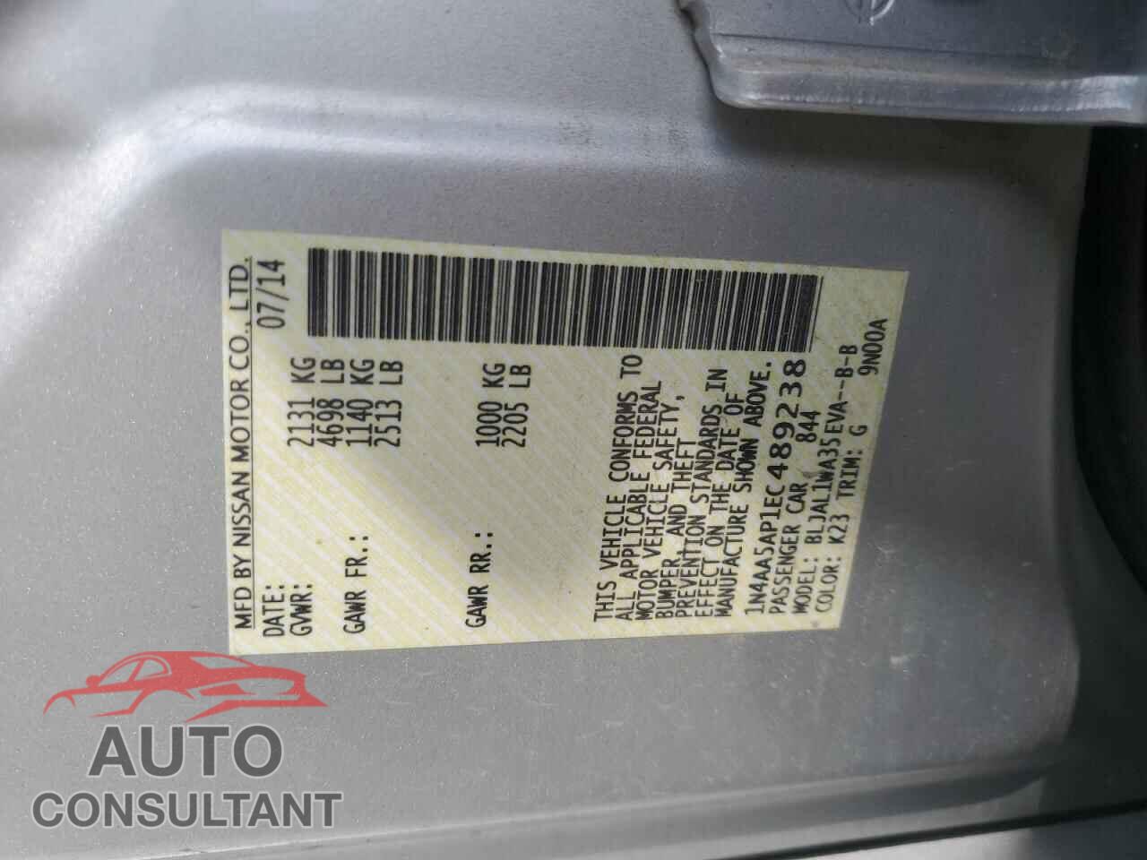 NISSAN MAXIMA 2014 - 1N4AA5AP1EC489238