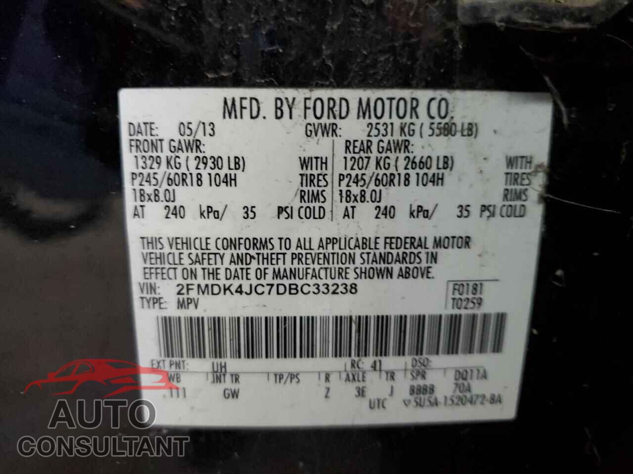 FORD EDGE 2013 - 2FMDK4JC7DBC33238