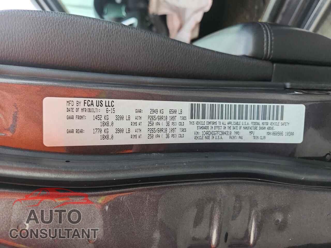 DODGE DURANGO 2015 - 1C4RDHDG7FC904310