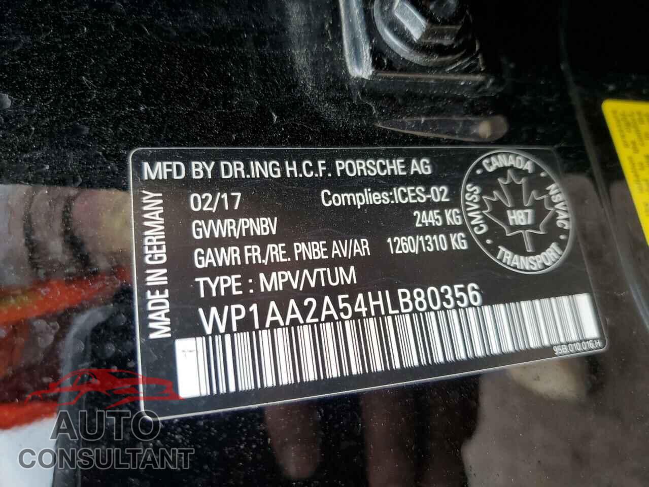 PORSCHE MACAN 2017 - WP1AA2A54HLB80356