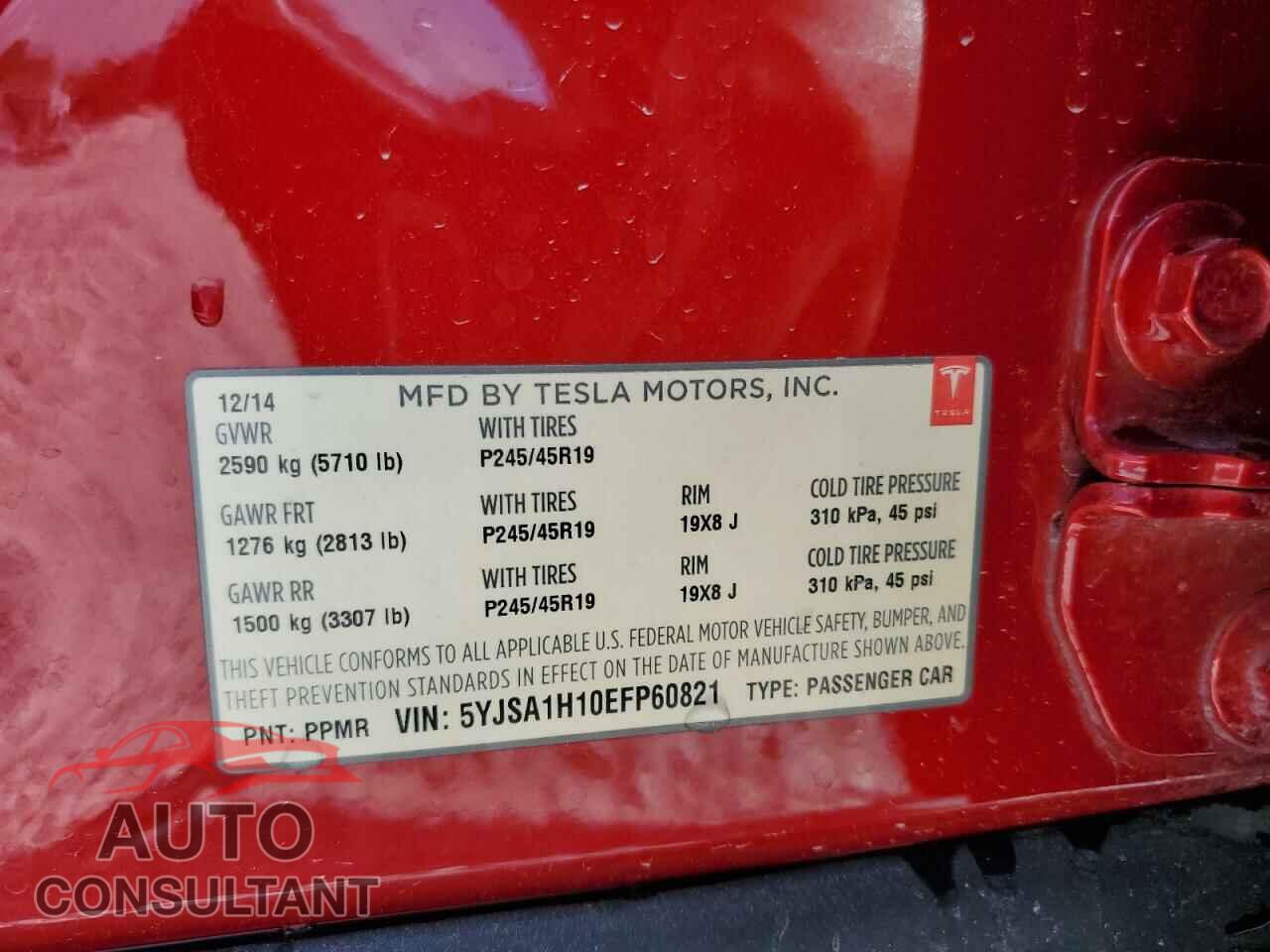 TESLA MODEL S 2014 - 5YJSA1H10EFP60821