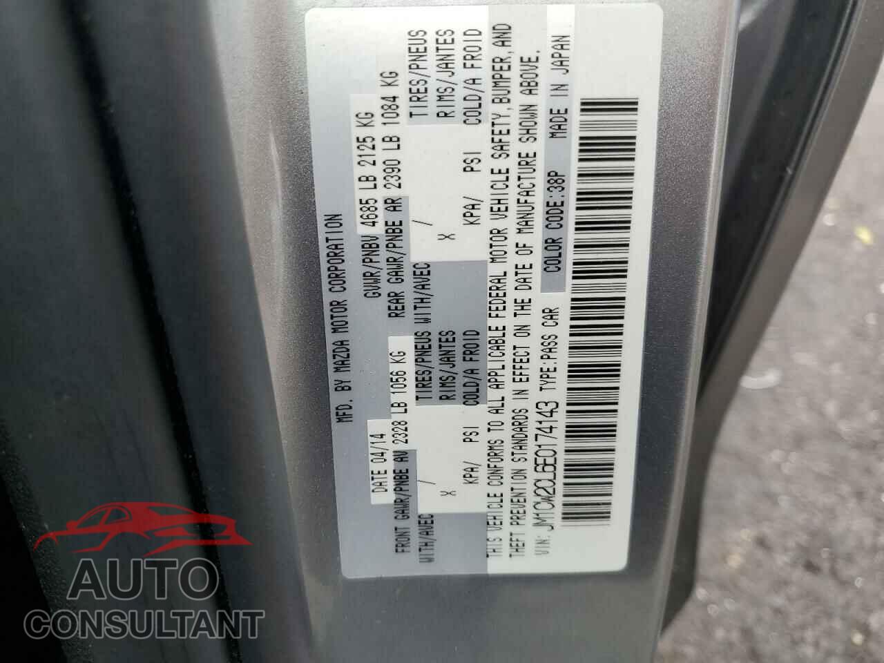 MAZDA 5 2014 - JM1CW2CL6E0174143