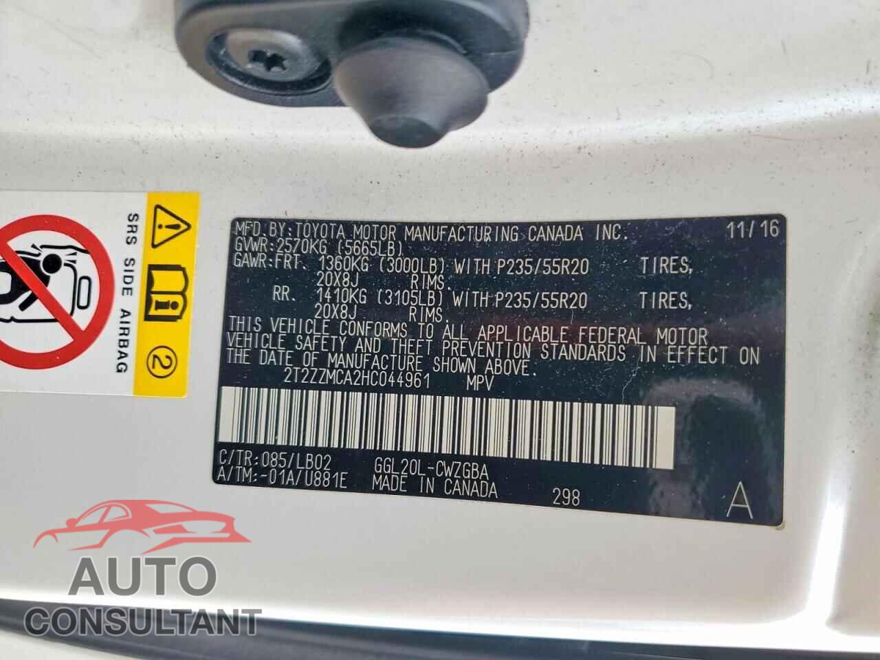 LEXUS RX350 2017 - 2T2ZZMCA2HC044961