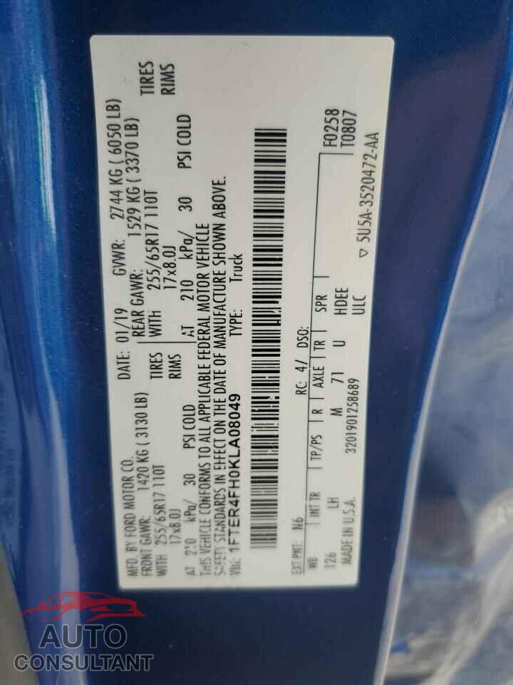 FORD RANGER 2019 - 1FTER4FH0KLA08049