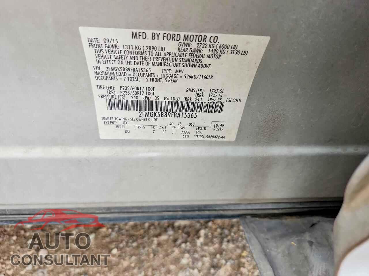 FORD FLEX 2015 - 2FMGK5B89FBA15365