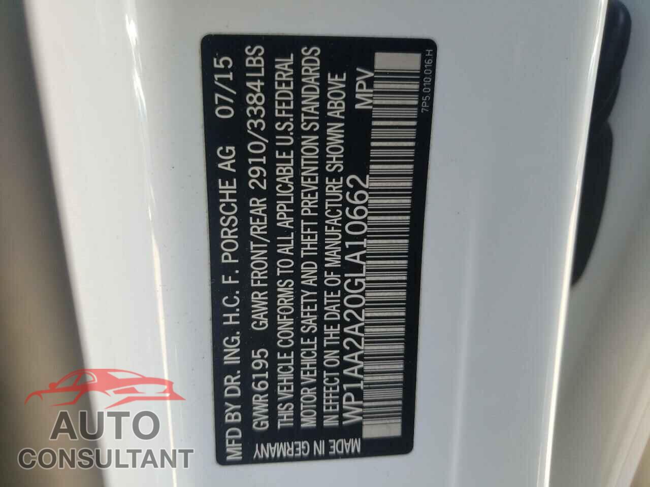 PORSCHE CAYENNE 2016 - WP1AA2A20GLA10662