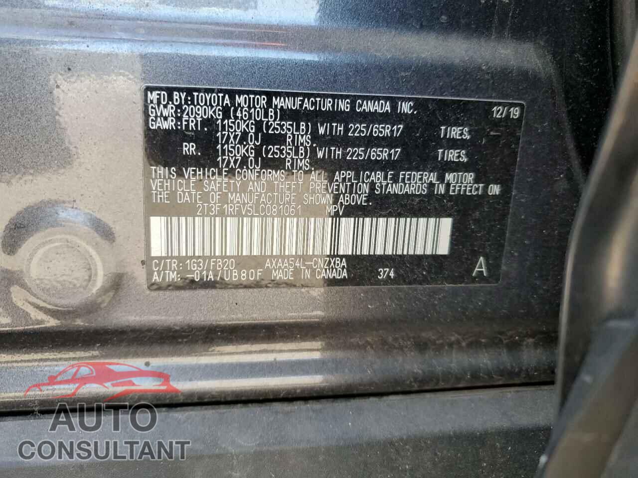 TOYOTA RAV4 2020 - 2T3F1RFV5LC081061