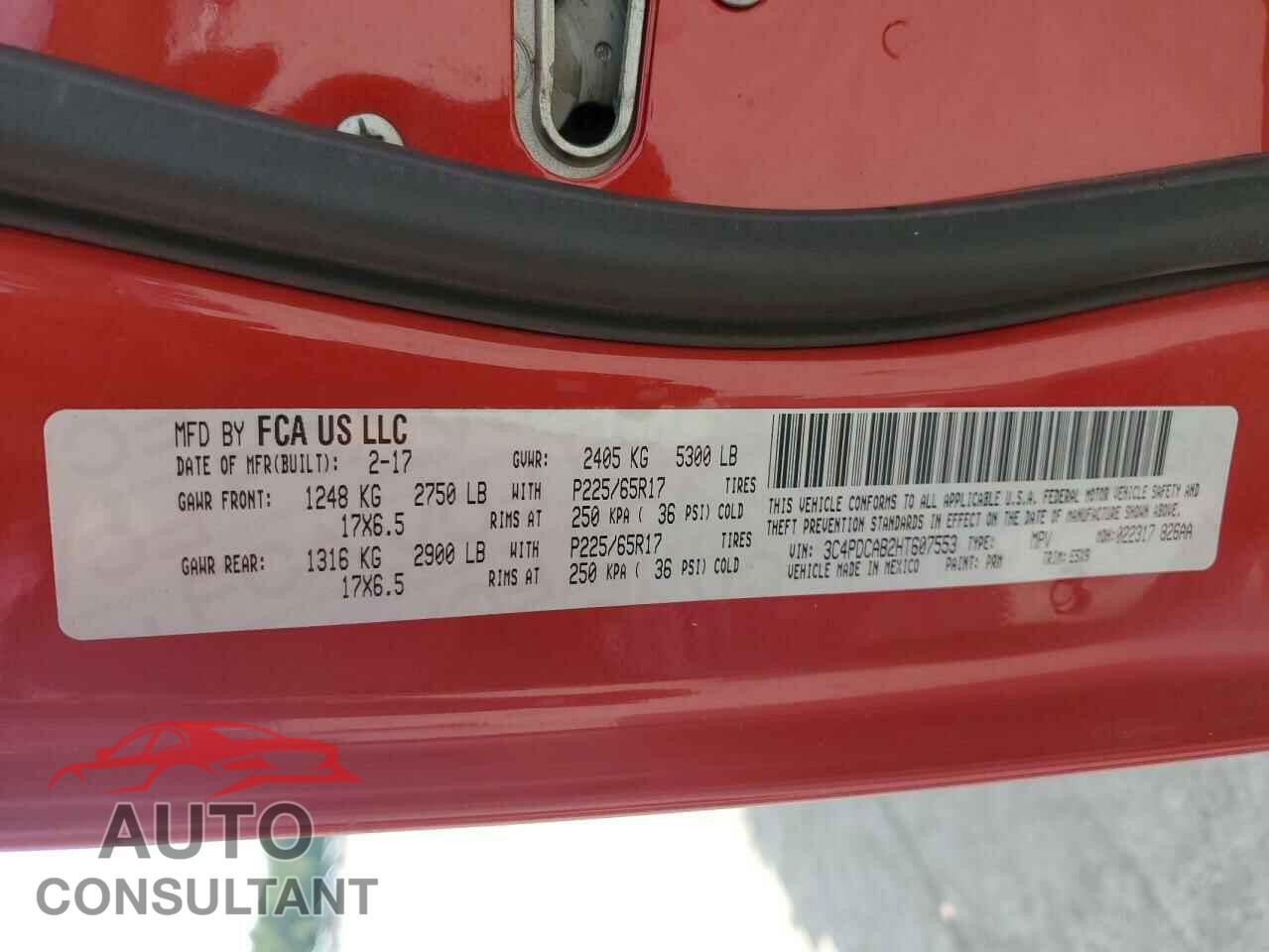DODGE JOURNEY 2017 - 3C4PDCAB2HT607553