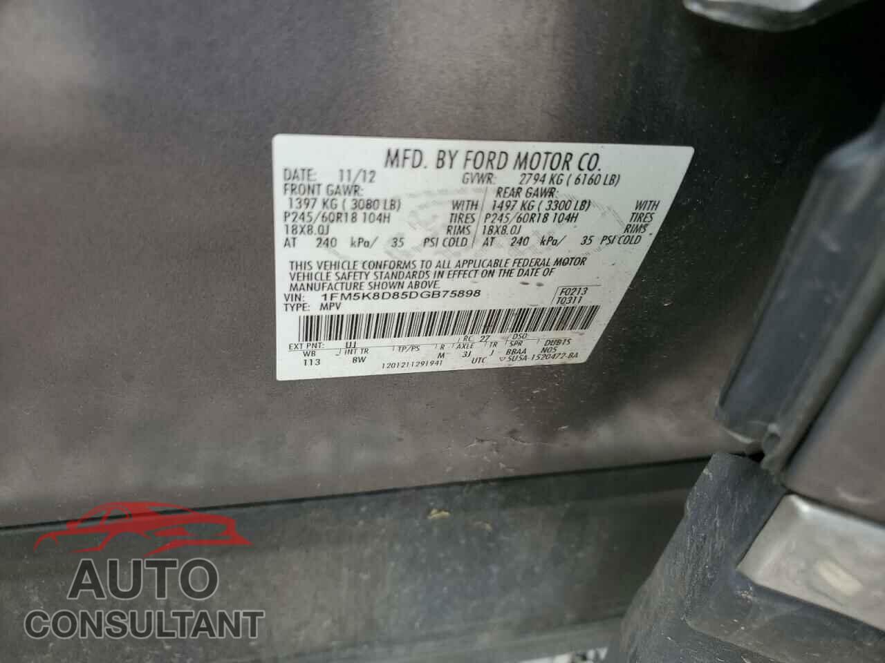 FORD EXPLORER 2013 - 1FM5K8D85DGB75898