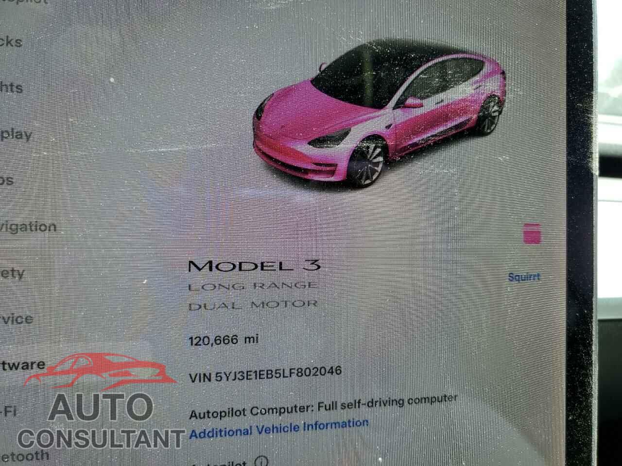 TESLA MODEL 3 2020 - 5YJ3E1EB5LF802046