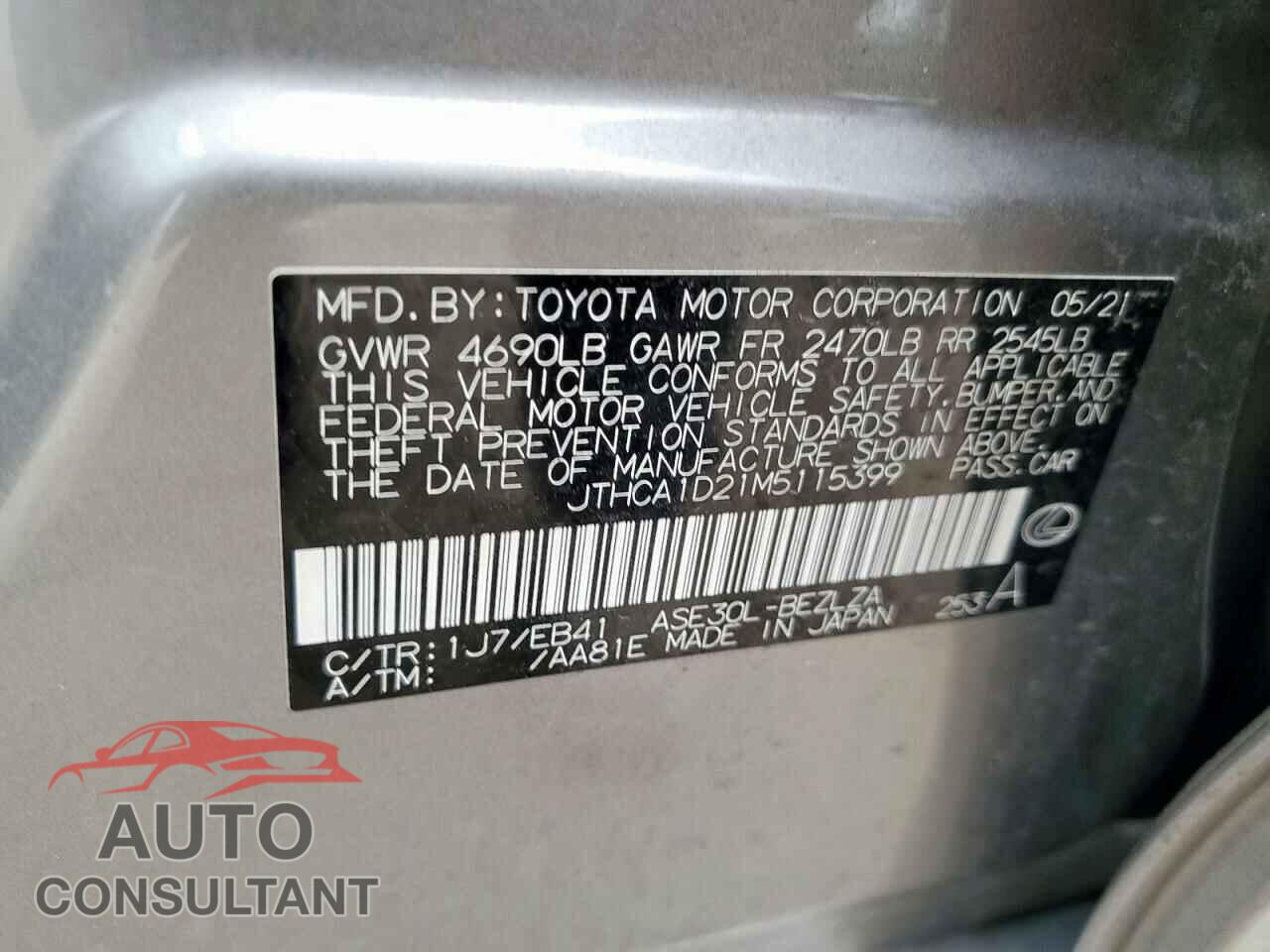 LEXUS IS 2021 - JTHCA1D21M5115399