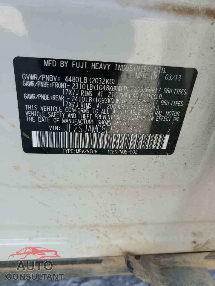 SUBARU FORESTER 2014 - JF2SJAMC8EH430451