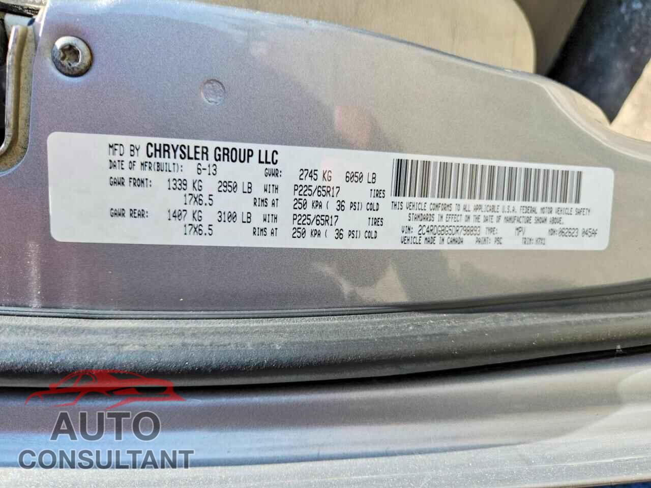 DODGE CARAVAN 2013 - 2C4RDGBG5DR798893