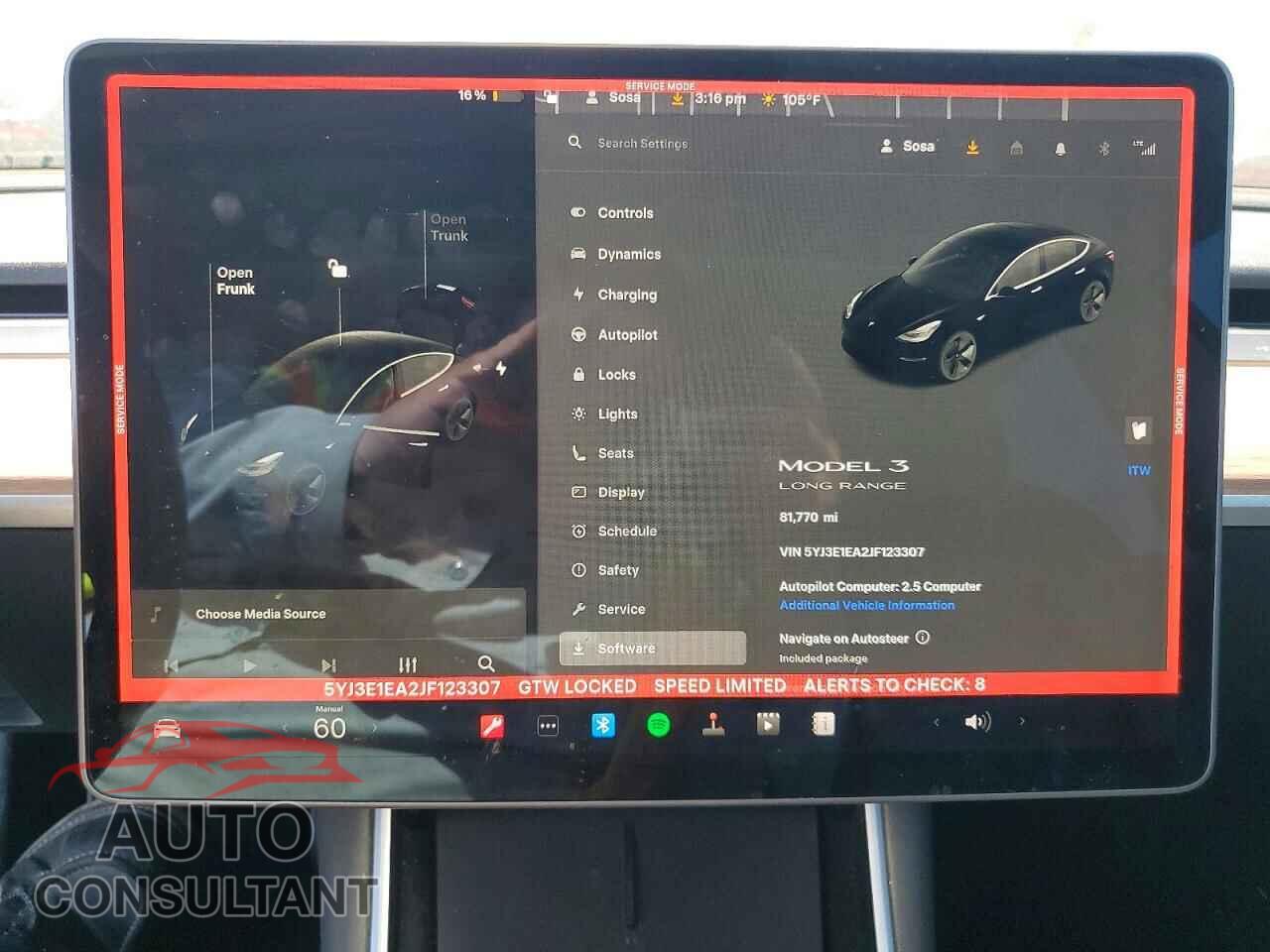 TESLA MODEL 3 2018 - 5YJ3E1EA2JF123307