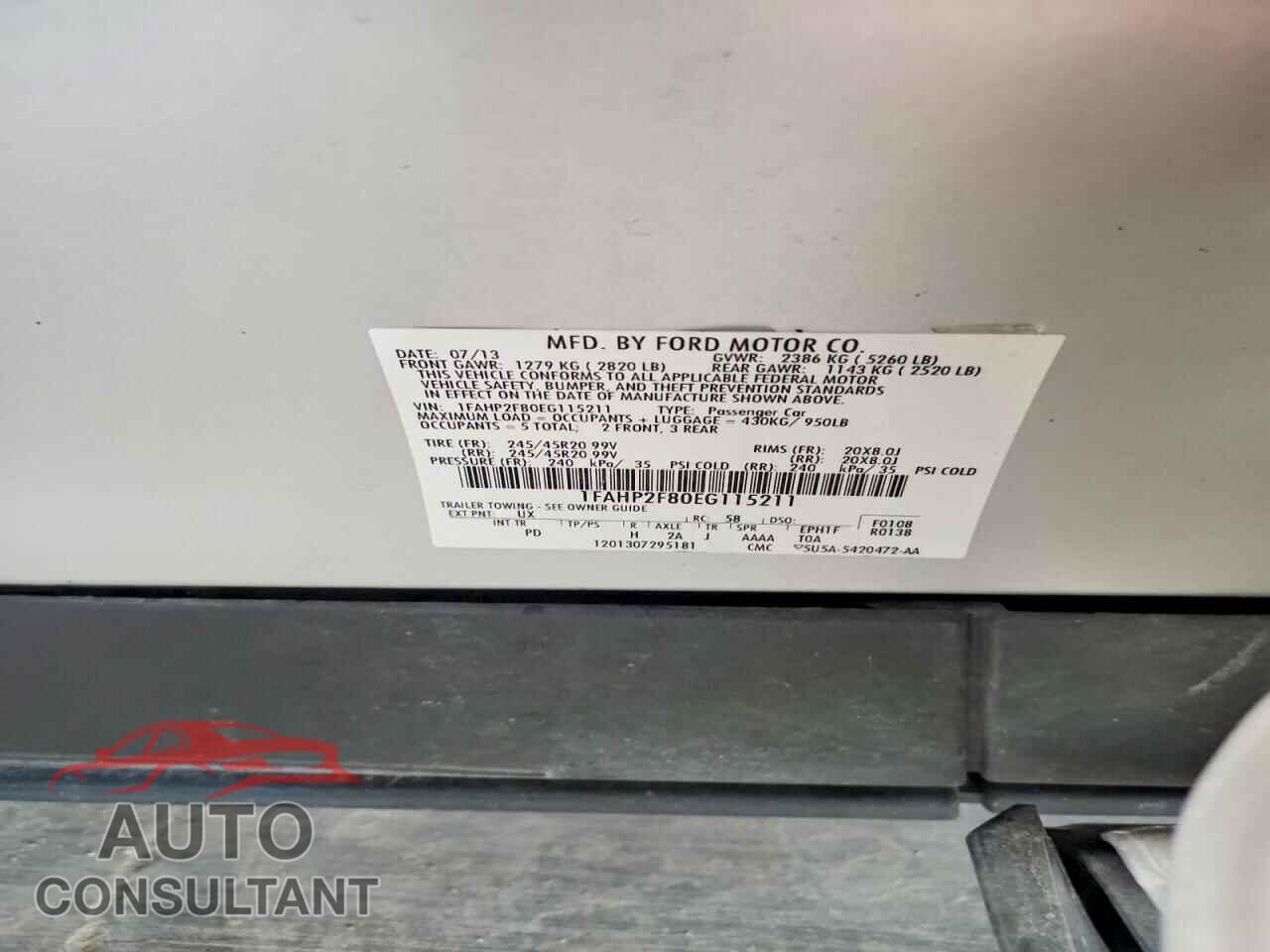FORD TAURUS 2014 - 1FAHP2F80EG115211