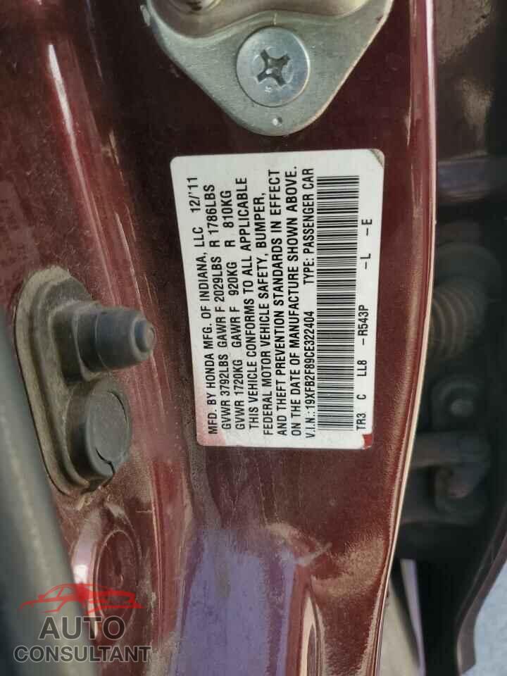 HONDA CIVIC 2012 - 19XFB2F89CE322404