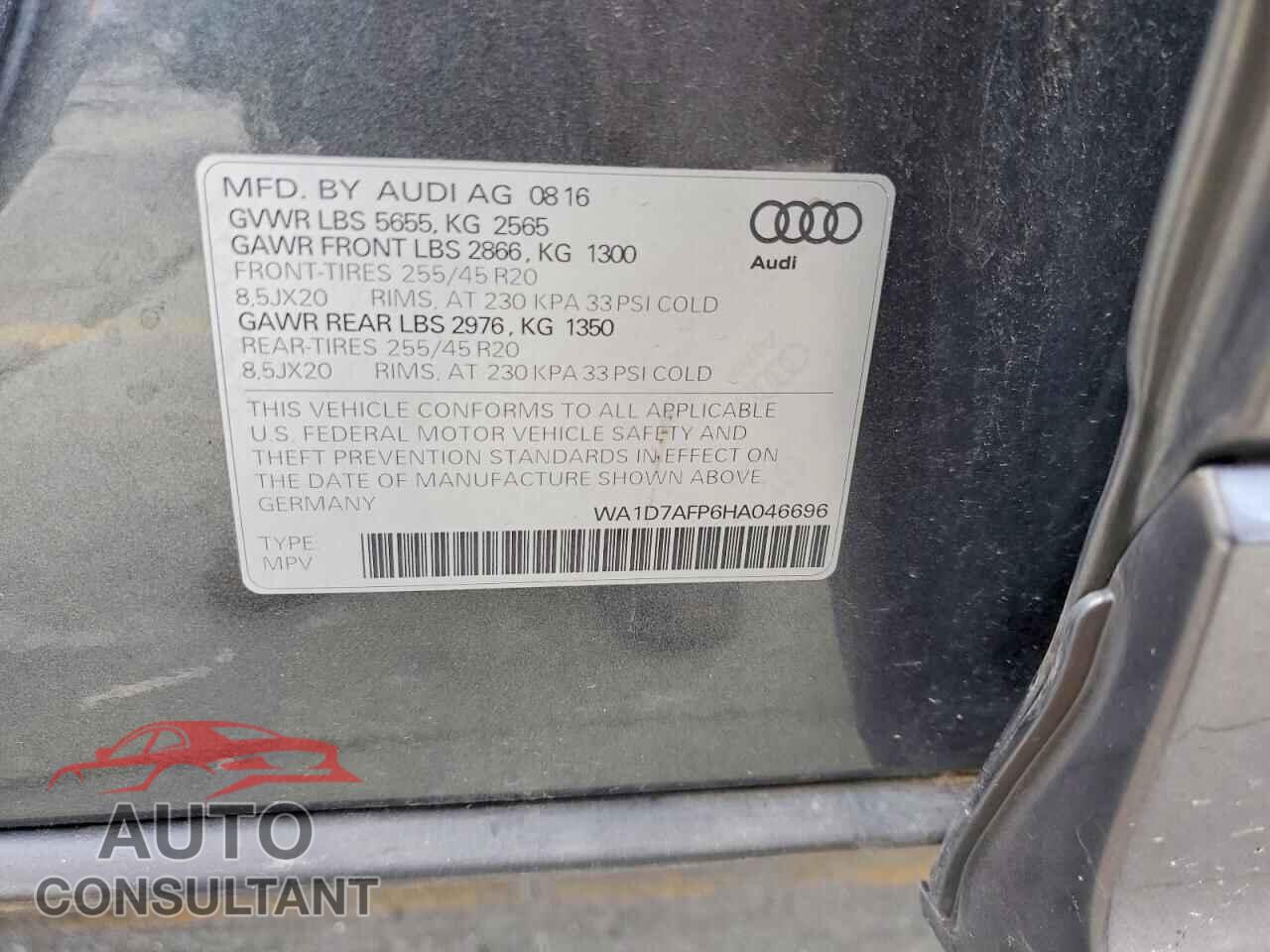 AUDI Q5 2017 - WA1D7AFP6HA046696
