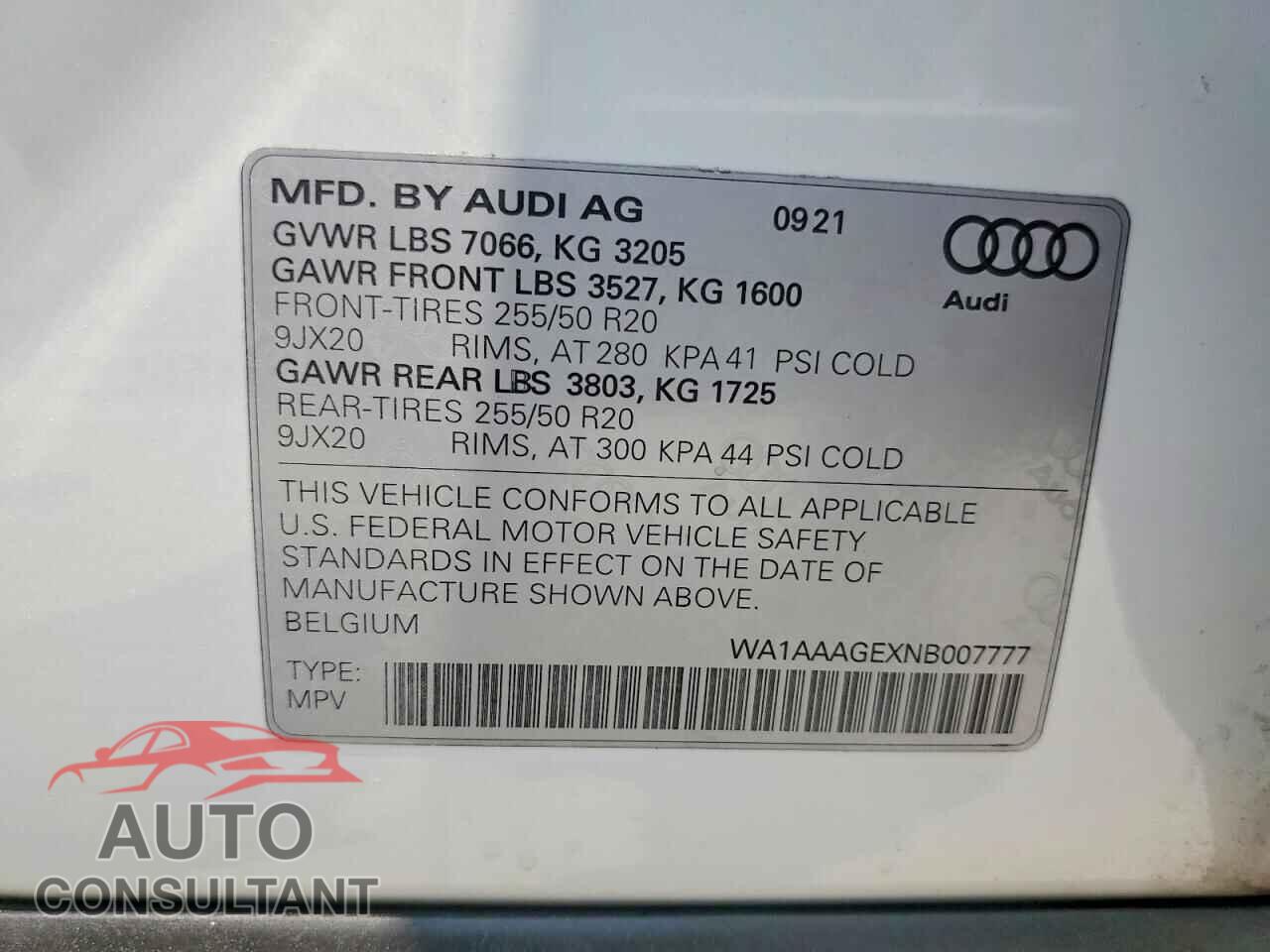 AUDI E-TRON 2022 - WA1AAAGEXNB007777