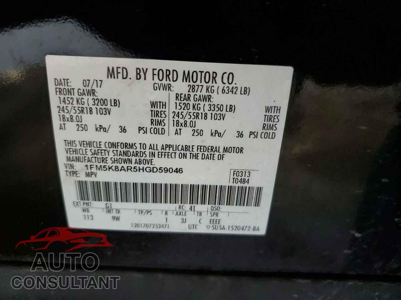 FORD EXPLORER 2017 - 1FM5K8AR5HGD59046
