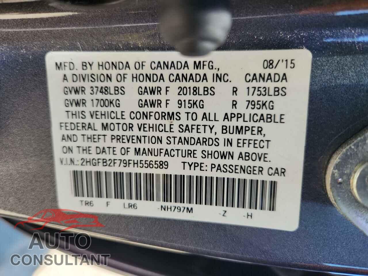 HONDA CIVIC 2015 - 2HGFB2F79FH556589