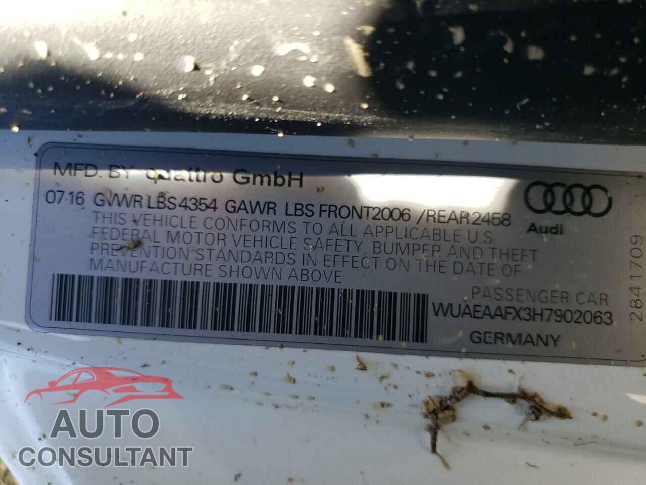 AUDI R8 2017 - WUAEAAFX3H7902063