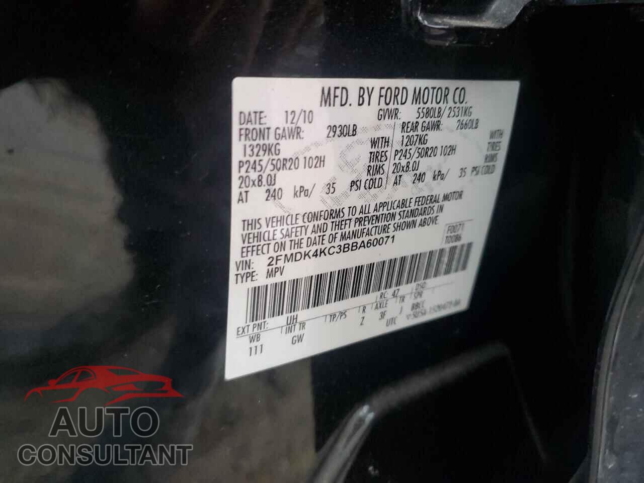 FORD EDGE 2011 - 2FMDK4KC3BBA60071