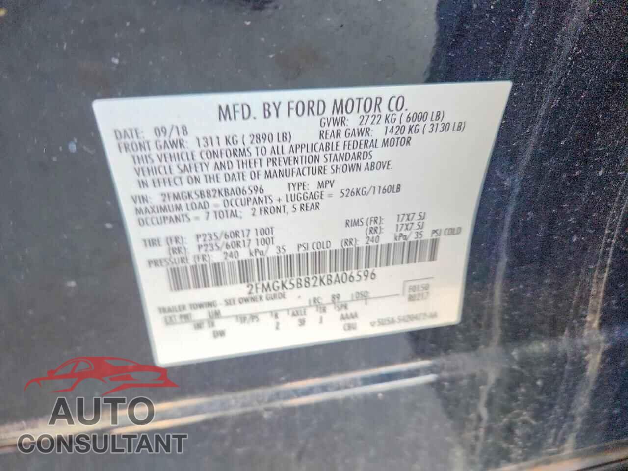 FORD FLEX 2019 - 2FMGK5B82KBA06596