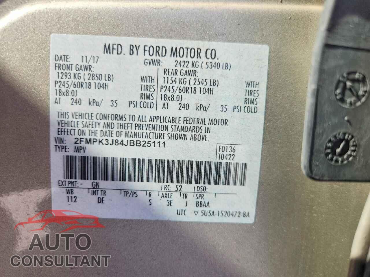 FORD EDGE 2018 - 2FMPK3J84JBB25111