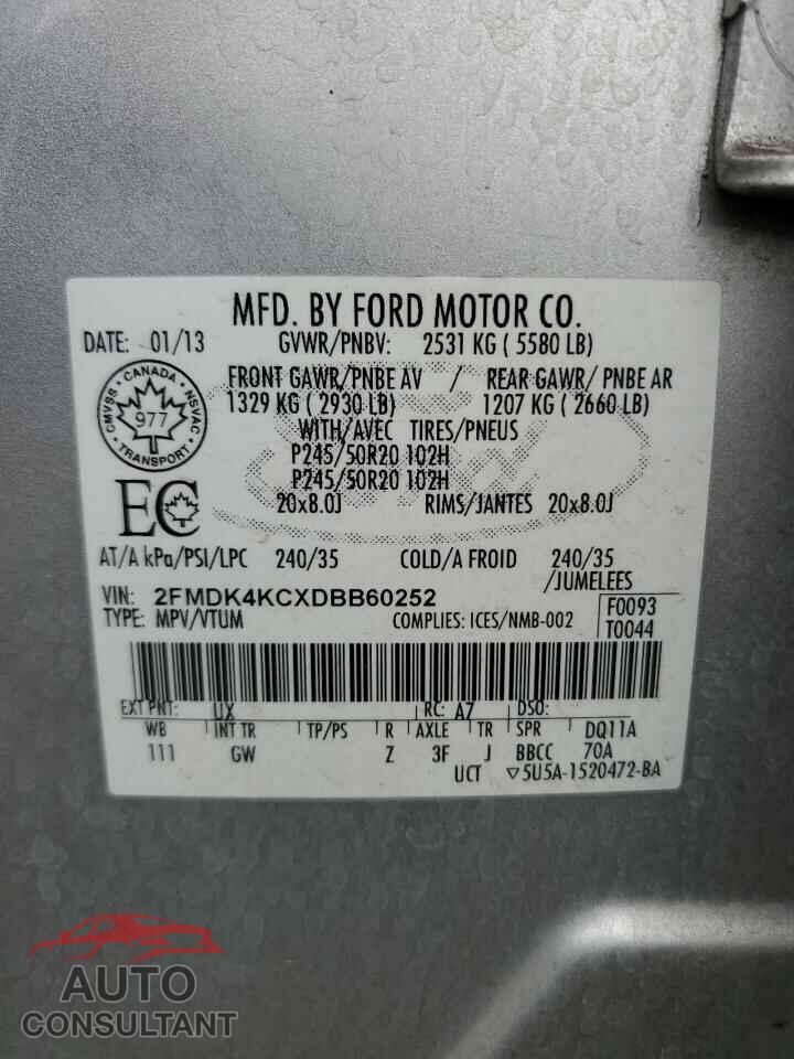 FORD EDGE 2013 - 2FMDK4KCXDBB60252
