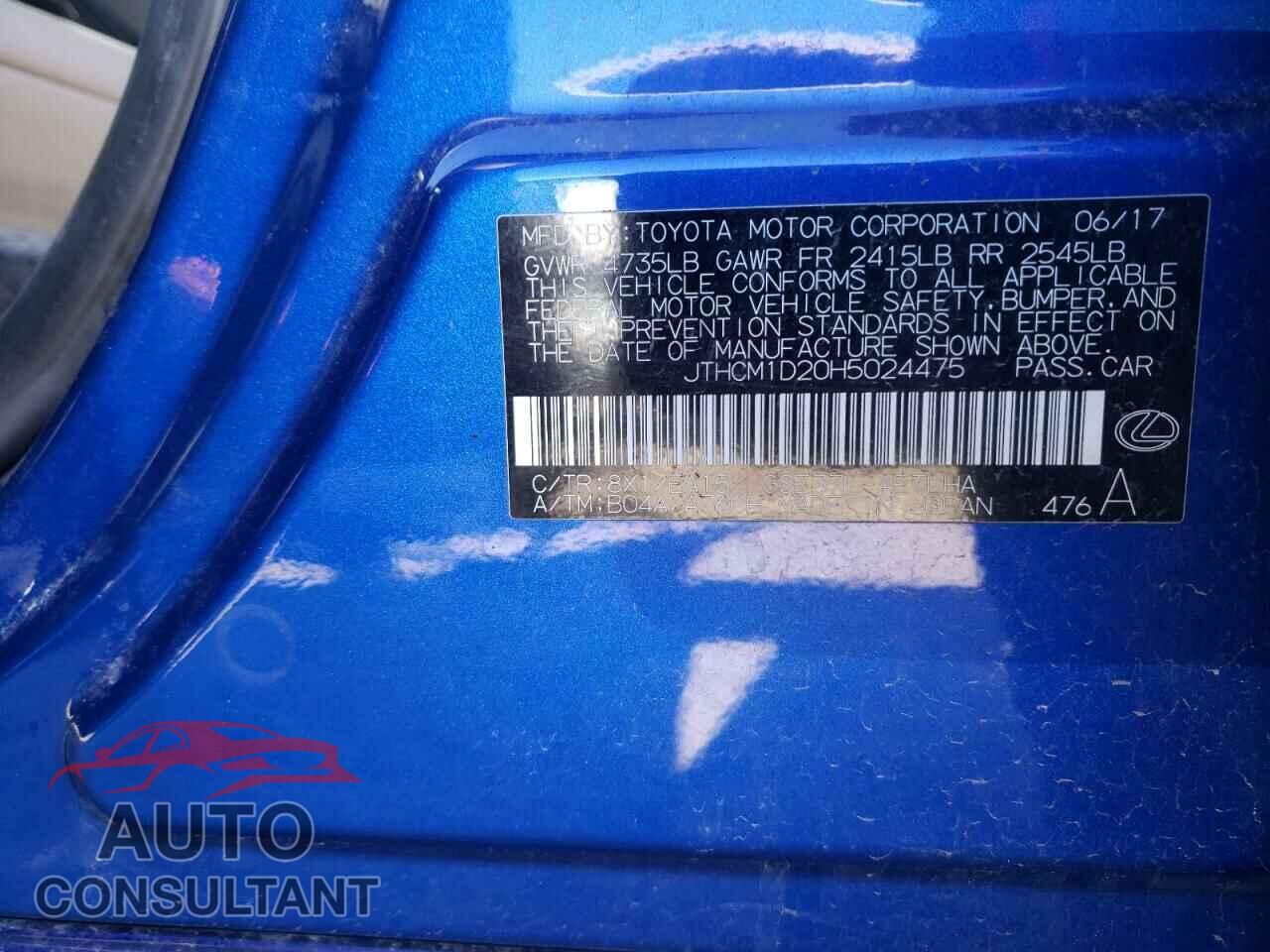 LEXUS IS 2017 - JTHCM1D20H5024475