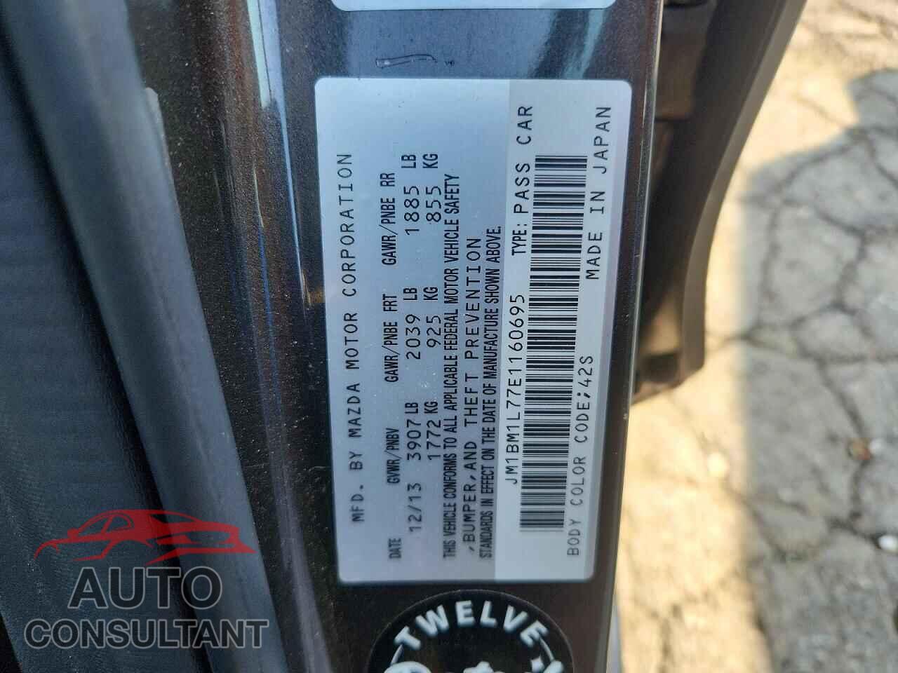 MAZDA 3 2014 - JM1BM1L77E1160695